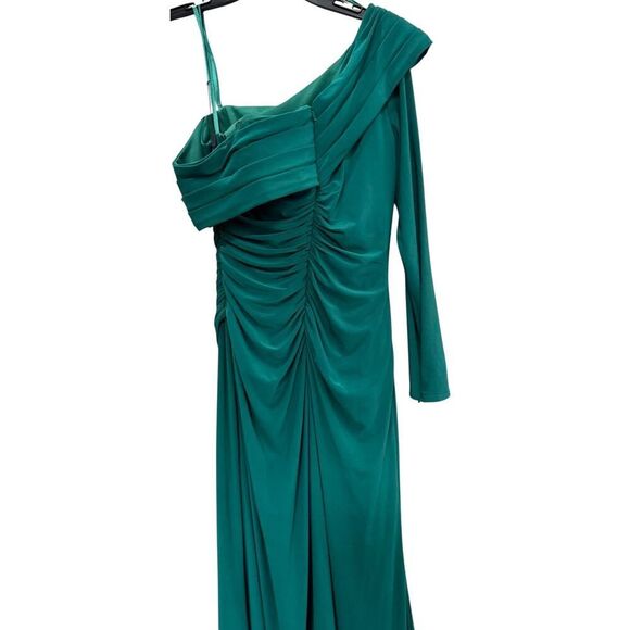 Ieena for Mac Duggal Green Ruched Drop Shoulder Foldover Gown - Size 4 - NWT - Picture 6 of 6